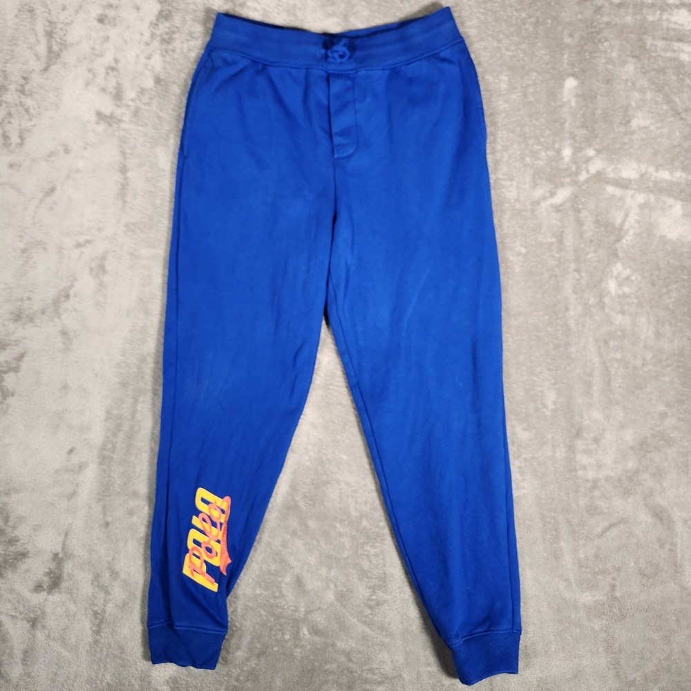 Polo Ralph Lauren Jogger Mens Large 14-16‎ Royal Blue Sweatpants Flame Logo